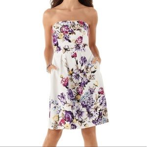 WHBM strapless cotton colorful floral dress 16